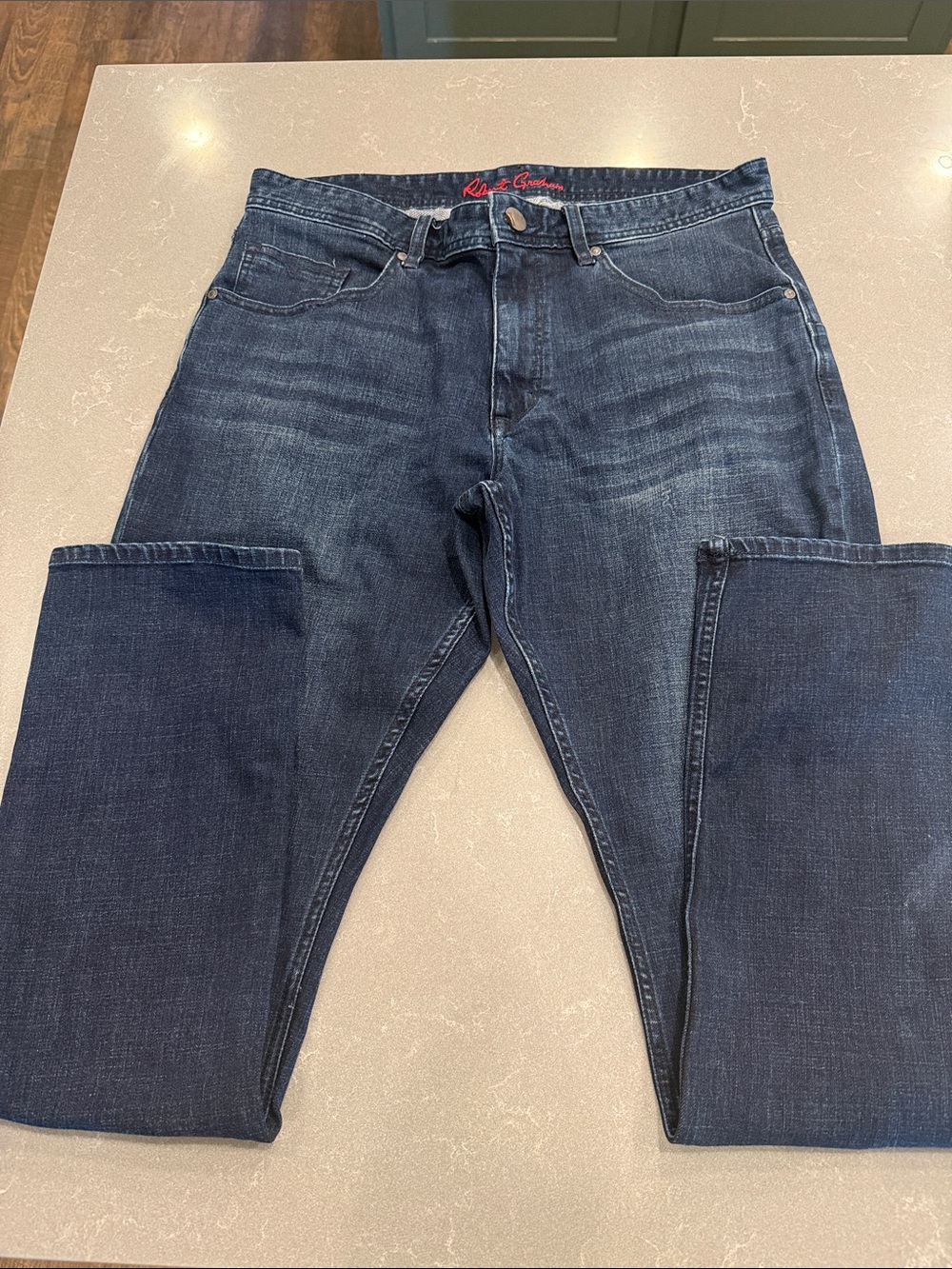Robert Graham Men's Straight Leg Dark Blue Jeans